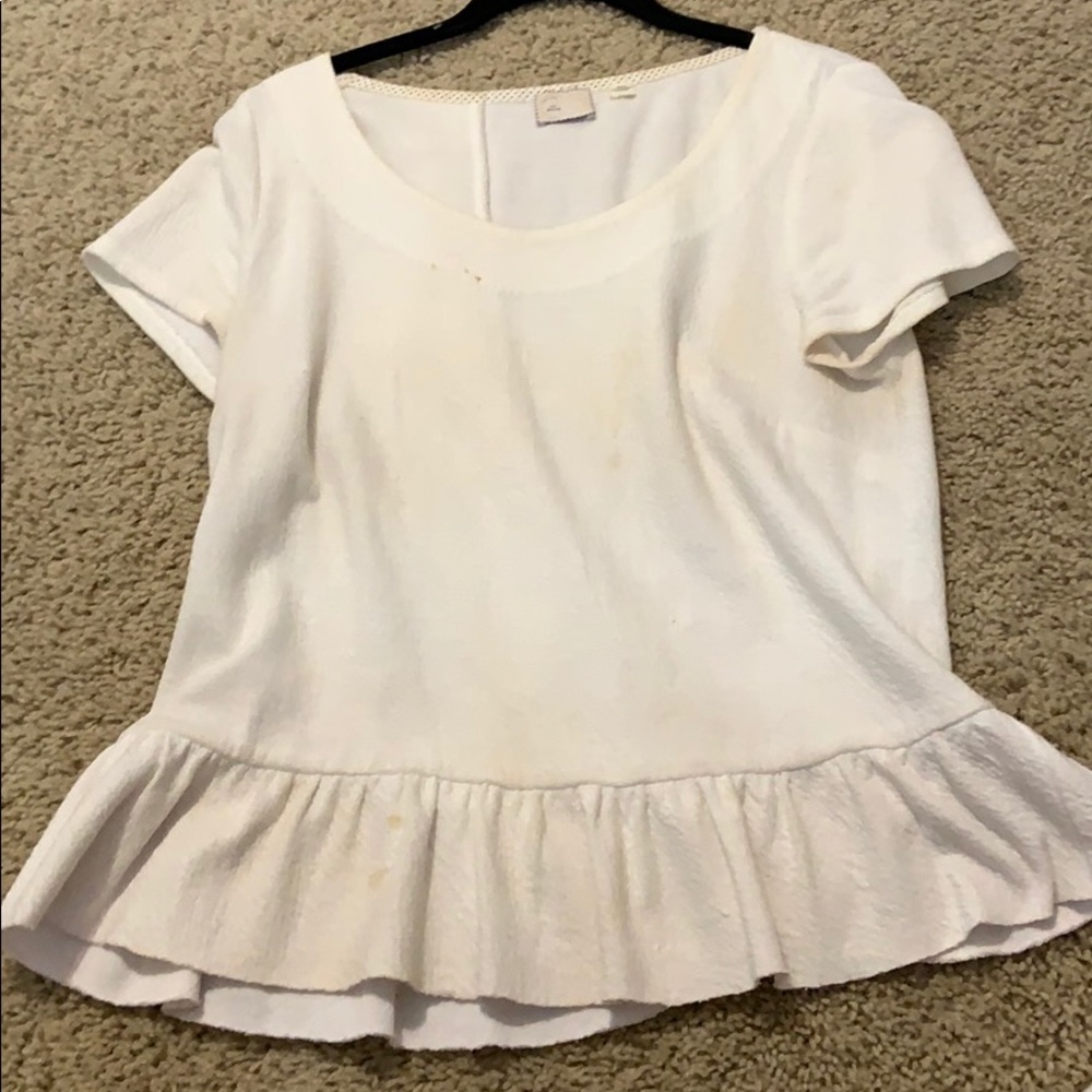 Anthropologie white ruffled top